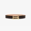 Jumbo dorian belt in chocolate croc embossed leather