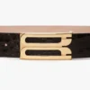 Jumbo dorian belt in espresso croc embossed calf leather