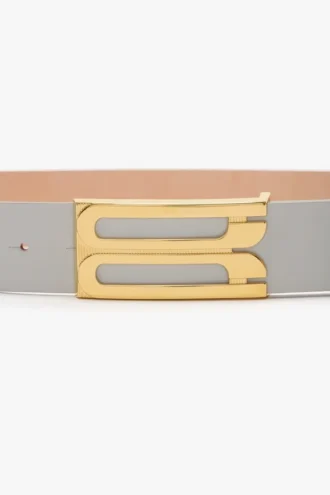 Jumbo dorian belt in magnesium shiny leather