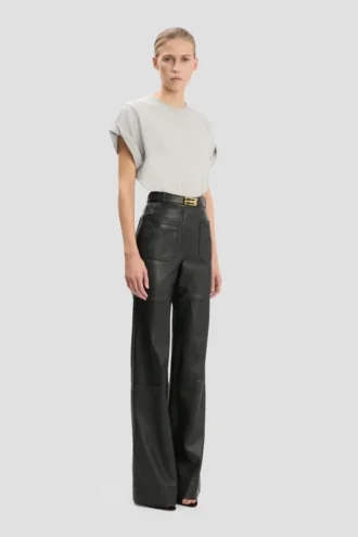 Leather alina trouser in black