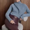 Leather alina trouser in burgundy