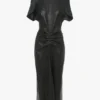 Leather bela midi dress in black