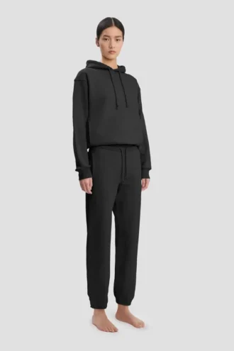 Logo embroidered hoodie in black