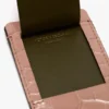 Luggage tag in blush pink croc embossed leather