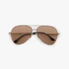 Metal pilot sunglass in gold blue