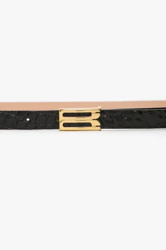 Micro dorian belt in black shiny leather