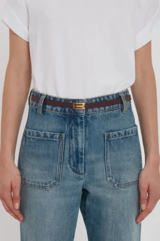 Micro dorian belt in burgundy leather