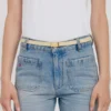 Micro dorian belt in ivory grained leather