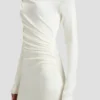 Off-shoulder gown in ivory