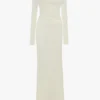 Off-shoulder gown in ivory