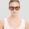 Oversized acetate sunglasses in transparent blue