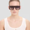 Oversized flat top frame in burgundy