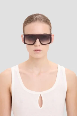 Oversized flat top frame in burgundy