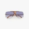 Oversized metal and acetate frame in gold havana