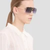 Oversized metal and acetate frame in gold havana