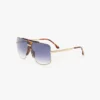 Oversized metal and acetate frame in gold havana