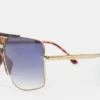 Oversized metal and acetate frame in gold havana