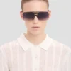 Oversized metal and acetate frame in gold havana