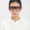 Oversized soft square acetate frame in blue