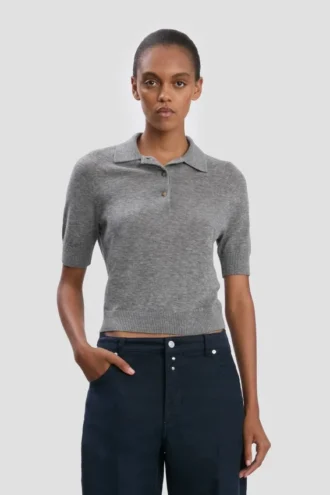 Polo top in grey marl