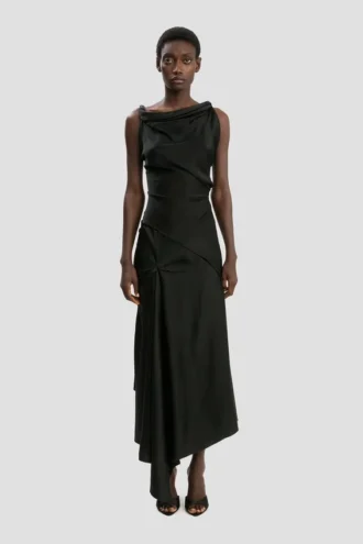 Posy midi dress in black