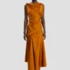 Posy midi dress in bronze