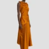 Posy midi dress in bronze