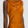 Posy midi dress in bronze