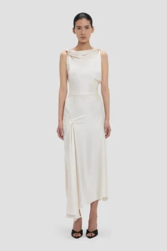 Posy midi dress in ivory