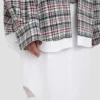 Relaxed cocoon shacket in blue-red check