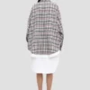 Relaxed cocoon shacket in blue-red check
