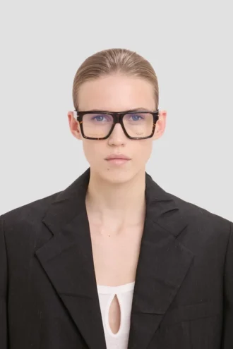 Sculpted flat top frame in havana