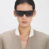 Sculpted metal and acetate sunglasses with flat top