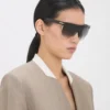 Sculpted metal and acetate sunglasses with flat top