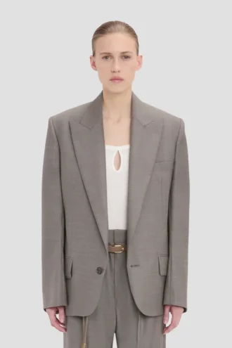 Sculptural sleeve jacket in nickel