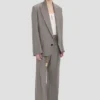 Sculptural sleeve jacket in nickel