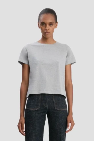 Shrunken fit t-shirt in grey marl