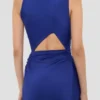 Sleeveless draped gown in bright indigo
