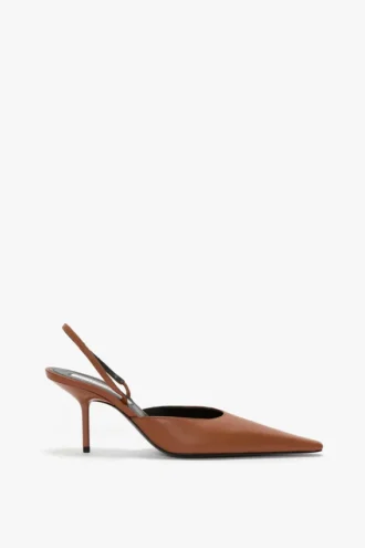 Sloane halter back 75 in dark tan leather