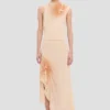 Smocked dress in sandstone