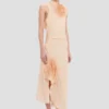Smocked dress in sandstone