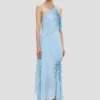 Smocked halter dress in ionian blue