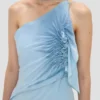 Smocked halter dress in ionian blue
