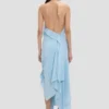 Smocked halter dress in ionian blue