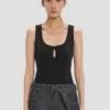 Split tank top in black