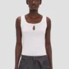Split tank top in white