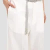 Straight leg folded trouser in off white