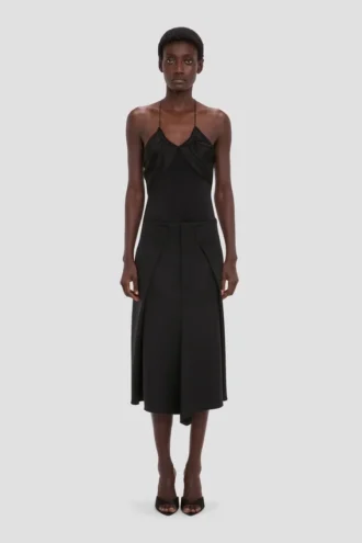 Tailored midi skirt in black