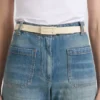 Tonal dorian belt in ivory smooth leather