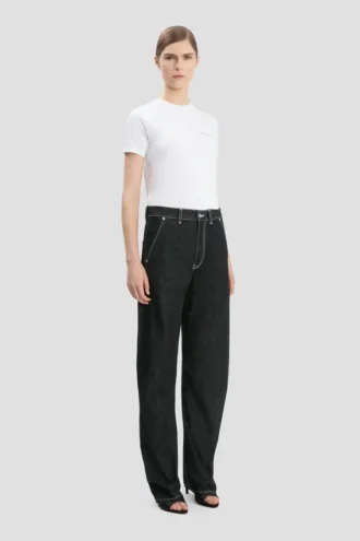 Twisted slouch jean in washed black